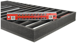 570 x 370 x 50 mm Schaumstoffeinlage für Modelleisenbahn - Spur TT - 14 Fächer - für stehende Aufbewahrung - JV050A001