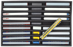 570 mm x 370 mm x 50 mm Foam insert for model railway - TT scale - 9 compartments - for upright storage - JV050A002