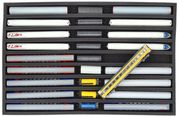 570 mm x 370 mm x 50 mm Schaumstoffeinlage für Modelleisenbahn - Spur TT - 9 Fächer - für stehende Aufbewahrung - JV050A002
