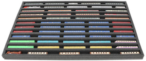 570 mm x 370 mm x 30 mm Foam insert for model railway - Z scale - 12 compartments - for horizontal storage - JV030A001