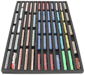 570 mm x 370 mm x 30 mm Foam insert for model railway - Z scale - 12 compartments - for horizontal storage - JV030A001