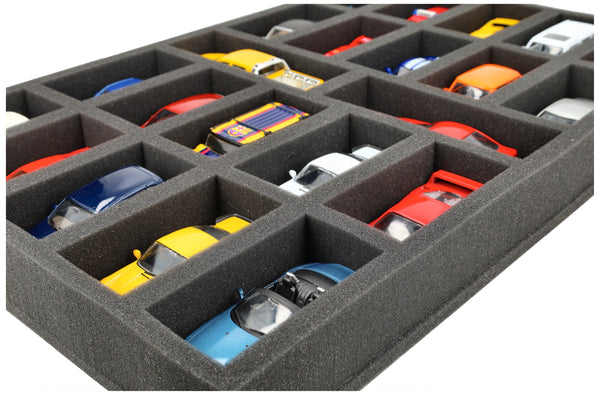 570 mm x 370 mm x 55 mm Foam insert for model cars 1:43 - 22 compartments - JV055A001