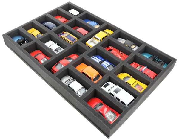 570 mm x 370 mm x 55 mm Foam insert for model cars 1:43 - 22 compartments - JV055A001