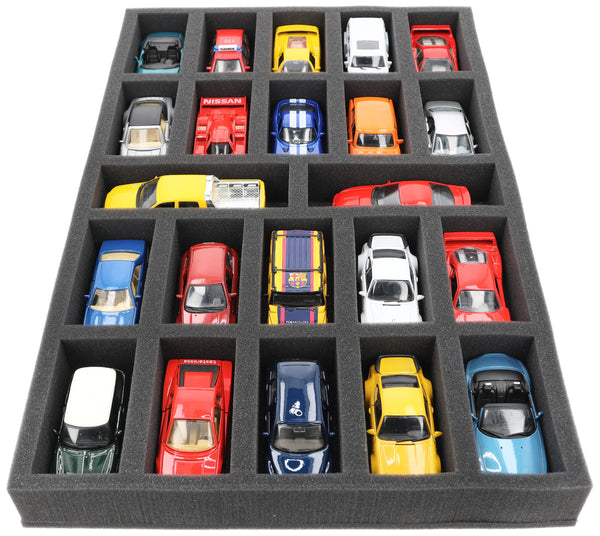 570 mm x 370 mm x 55 mm Foam insert for model cars 1:43 - 22 compartments - JV055A001