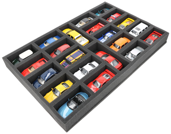 570 mm x 370 mm x 55 mm Foam insert for model cars 1:43 - 22 compartments - JV055A001