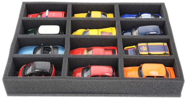 370 mm x 270 mm x 55 mm Foam insert for model cars 1:43 - 12 compartments - IU055A001