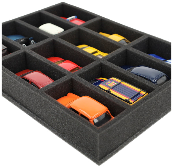 370 mm x 270 mm x 55 mm Foam insert for model cars 1:43 - 12 compartments - IU055A001