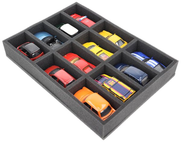370 mm x 270 mm x 55 mm Foam insert for model cars 1:43 - 12 compartments - IU055A001