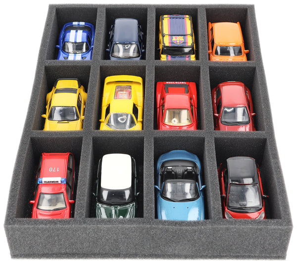 370 mm x 270 mm x 55 mm Foam insert for model cars 1:43 - 12 compartments - IU055A001