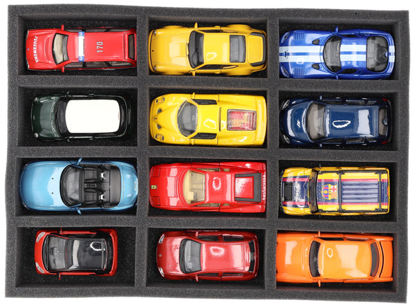 370 mm x 270 mm x 55 mm Foam insert for model cars 1:43 - 12 compartments - IU055A001