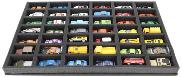 570 mm x 370 mm x 40 mm Foam insert for model cars 1:64 - 42 compartments - JV040A003