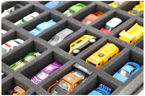 570 mm x 370 mm x 40 mm Foam insert for model cars 1:64 - 42 compartments - JV040A003