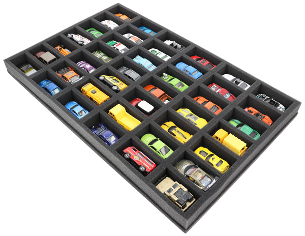 570 mm x 370 mm x 40 mm Foam insert for model cars 1:64 - 42 compartments - JV040A003