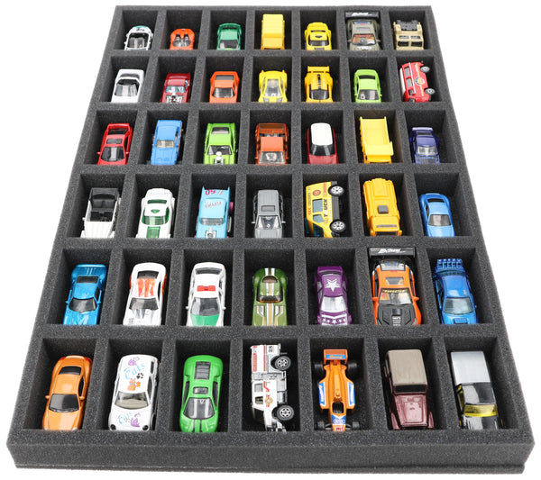 570 mm x 370 mm x 40 mm Foam insert for model cars 1:64 - 42 compartments - JV040A003