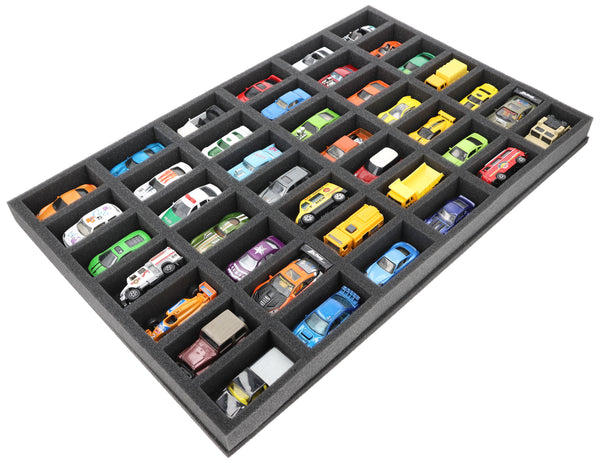 570 mm x 370 mm x 40 mm Foam insert for model cars 1:64 - 42 compartments - JV040A003