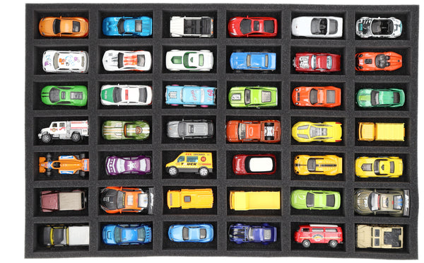570 mm x 370 mm x 40 mm Foam insert for model cars 1:64 - 42 compartments - JV040A003
