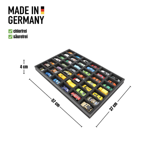 570 mm x 370 mm x 40 mm Foam insert for model cars 1:64 - 42 compartments - JV040A003