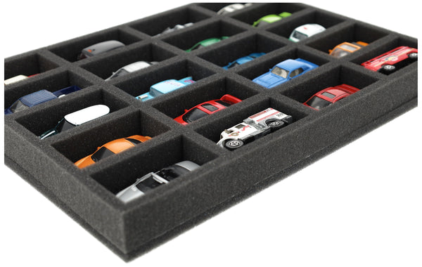 370 mm x 270 mm x 40 mm Foam insert for model cars 1:64 - 20 compartments - IU040A003