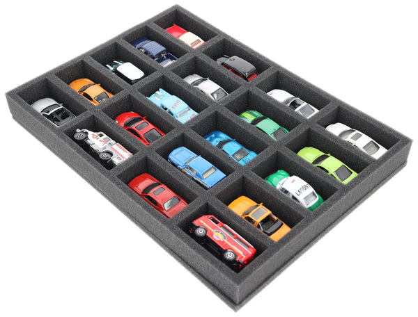 370 mm x 270 mm x 40 mm Foam insert for model cars 1:64 - 20 compartments - IU040A003