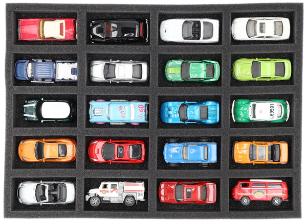 370 mm x 270 mm x 40 mm Foam insert for model cars 1:64 - 20 compartments - IU040A003