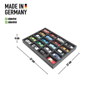 370 mm x 270 mm x 40 mm Schaumstoffeinlage für Modellautos 1:64 - 20 Fächer - IU040A003