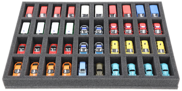370 mm x 270 mm x 35 mm Foam insert for model cars 1:87 - 40 compartments - IU035A001