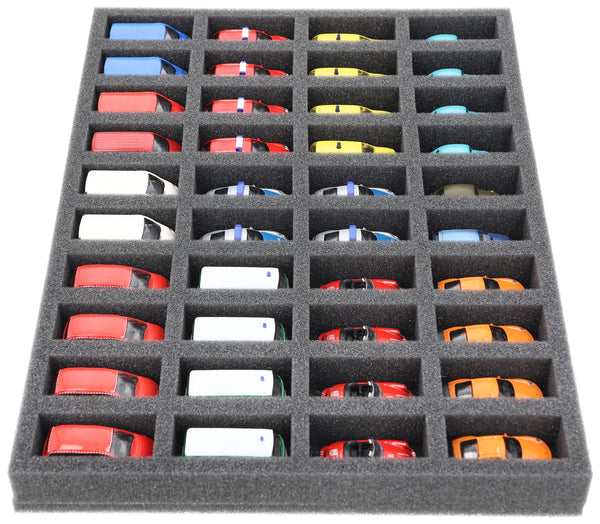 370 mm x 270 mm x 35 mm Foam insert for model cars 1:87 - 40 compartments - IU035A001