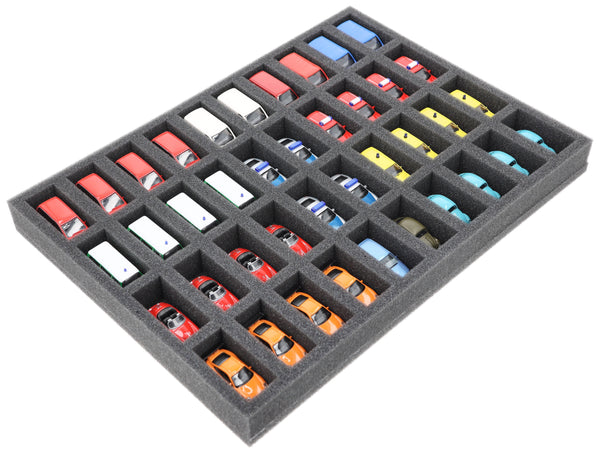 370 mm x 270 mm x 35 mm Foam insert for model cars 1:87 - 40 compartments - IU035A001