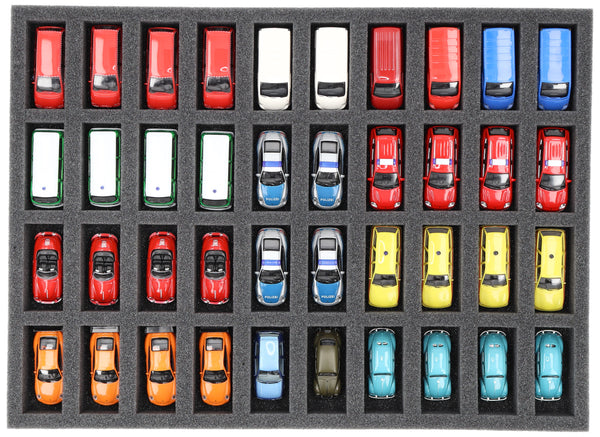 370 mm x 270 mm x 35 mm Foam insert for model cars 1:87 - 40 compartments - IU035A001