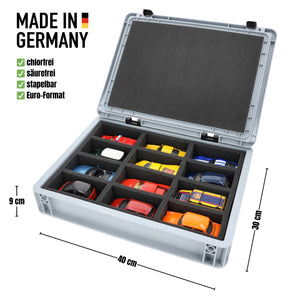 Eurobox 40 x 30 cm Set für Modellautos 1:43 - 12 Fahrzeuge