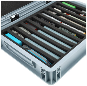 Eurobox 40 x 30 cm Set for model railway - N scale - 11 compartments - foam insert for upright storage