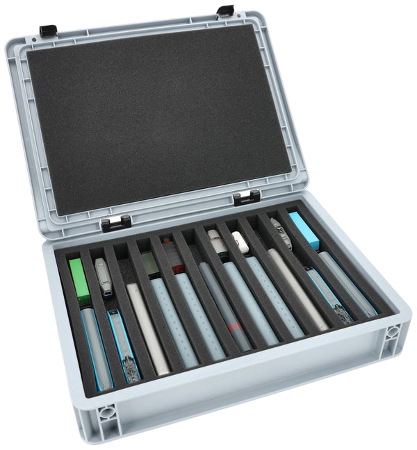 Eurobox 40 x 30 cm Set für Modelleisenbahnen - Spur N - 11 Fächer - Schaumstoffeinlage zur stehenden Aufbewahrung