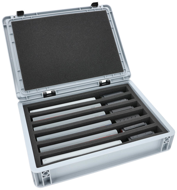 Eurobox 40 x 30 cm Set für Modelleisenbahnen - Spur TT - 6 Fächer - Schaumstoffeinlage zur stehenden Aufbewahrung