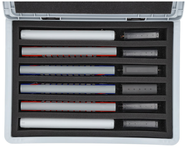 Eurobox 40 x 30 cm Set für Modelleisenbahnen - Spur TT - 6 Fächer - Schaumstoffeinlage zur stehenden Aufbewahrung