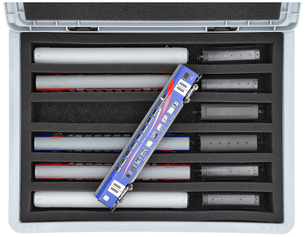 Eurobox 40 x 30 cm Set für Modelleisenbahnen - Spur TT - 6 Fächer - Schaumstoffeinlage zur stehenden Aufbewahrung