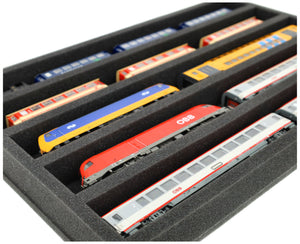 570 mm x 370 mm x 50 mm Schaumstoffeinlage für Modelleisenbahn - Spur H0 - 5 Fächer - für liegende Aufbewahrung - JV050A003