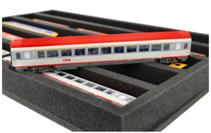 570 mm x 370 mm x 50 mm Schaumstoffeinlage für Modelleisenbahn - Spur H0 - 5 Fächer - für liegende Aufbewahrung - JV050A003