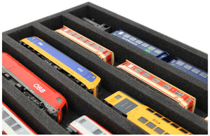 570 mm x 370 mm x 50 mm Schaumstoffeinlage für Modelleisenbahn - Spur H0 - 5 Fächer - für liegende Aufbewahrung - JV050A003