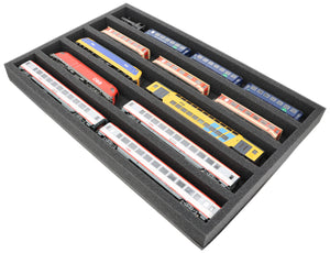 570 mm x 370 mm x 50 mm Schaumstoffeinlage für Modelleisenbahn - Spur H0 - 5 Fächer - für liegende Aufbewahrung - JV050A003