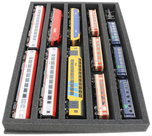 570 mm x 370 mm x 50 mm Schaumstoffeinlage für Modelleisenbahn - Spur H0 - 5 Fächer - für liegende Aufbewahrung - JV050A003
