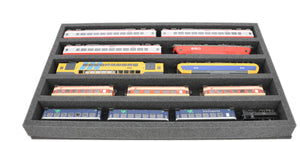 570 mm x 370 mm x 50 mm Schaumstoffeinlage für Modelleisenbahn - Spur H0 - 5 Fächer - für liegende Aufbewahrung - JV050A003