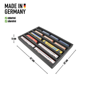570 mm x 370 mm x 50 mm Schaumstoffeinlage für Modelleisenbahn - Spur H0 - 5 Fächer - für liegende Aufbewahrung - JV050A003