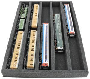 570 mm x 360 mm x 50 mm Schaumstoffeinlage für Modelleisenbahn - Spur 00 - 5 Fächer - für liegende Aufbewahrung - JV050A004
