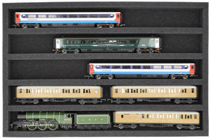 570 mm x 360 mm x 50 mm Schaumstoffeinlage für Modelleisenbahn - Spur 00 - 5 Fächer - für liegende Aufbewahrung - JV050A004