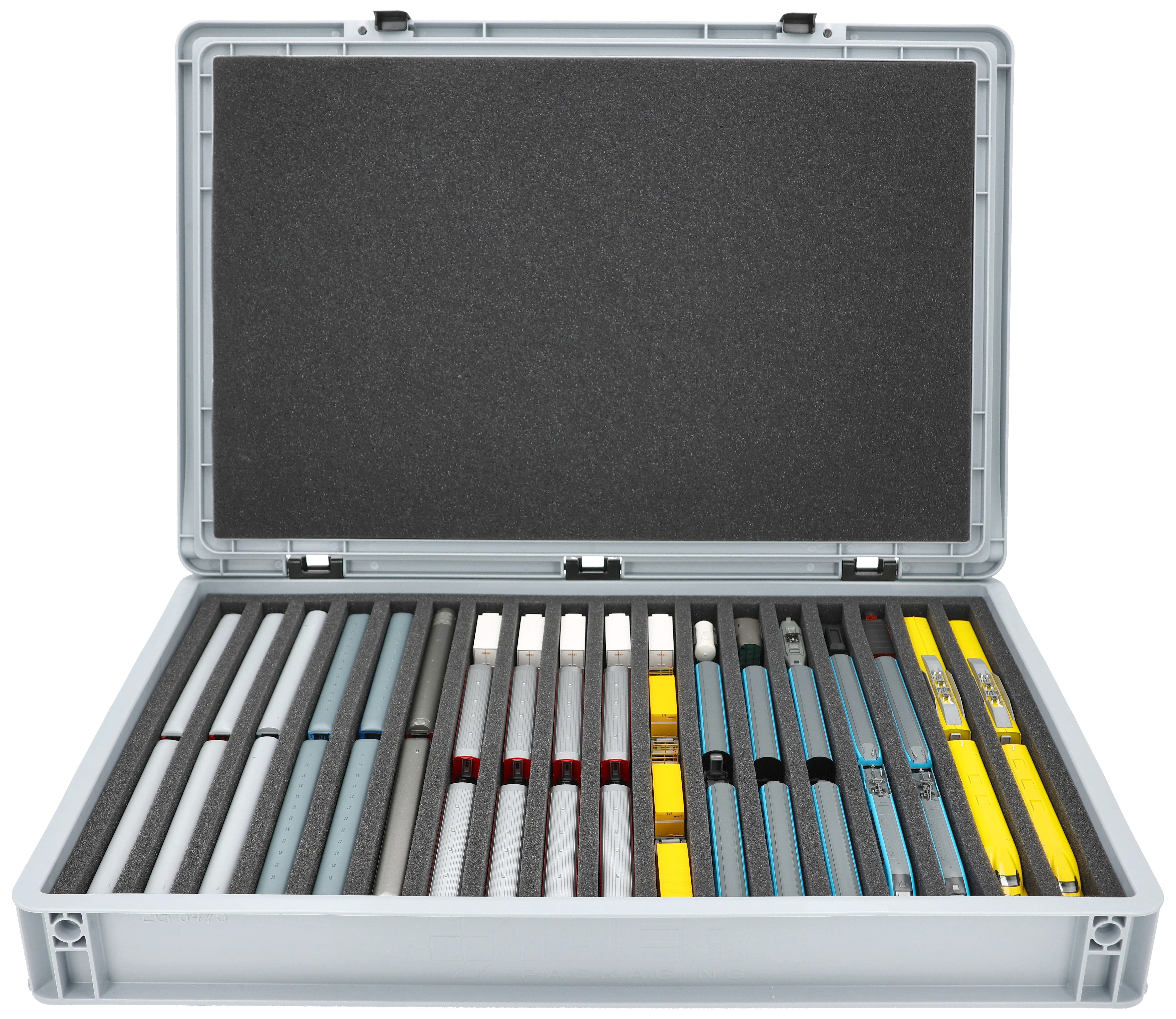 spur n aufbewahrung Eurobox 60 x 40 cm Set für Modelleisenbahnen - Spur N - 18 Fächer