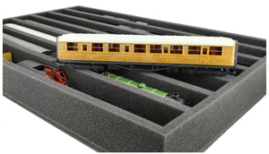 560 mm x 360 mm x 65 mm foam insert for model railway - 00 scale - 7 compartments - for upright storage - EU065A003