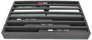 560 mm x 360 mm x 65 mm foam insert for model railway - 00 scale - 7 compartments - for upright storage - EU065A003