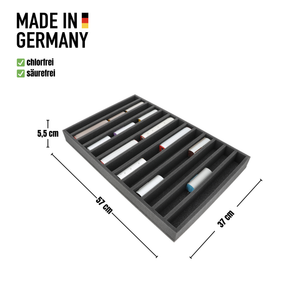 570 mm x 370 mm x 55 mm Feldherr foam insert for model railway - H0m scale - 13 compartments - for upright storage - JV055A003
