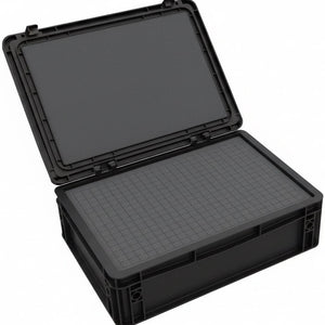 ED 43/12 HG Eurobehälter / Euro Box mit Scharnierdeckel 400 x 300 x 135 mm inklusive Rasterschaumstoff