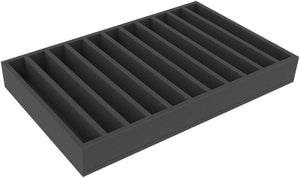 560 mm x 360 mm x 65 mm Foam insert for model railway - H0 scale - 11 compartments - for upright storage - EU065A002